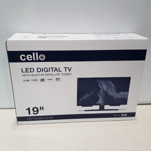 1 X CELLO 19 INCH FULL HD TV WITH BUILT IN SATELLITE TUNER (A- GRADE)