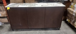 1 X 3 DOOR SIDEBOARD WITH GRANITE TOP , SIZE L 160 , D 40 , H 85CM (NOTE CUSTOMER RETURNS / NO VISABLE DAMAGE )