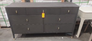 1 X DILLETA 7 DRAWER CHEST CABINET IN CHARCOAL SIZE L 165 , D 50 , H93CM (CUSTOMER RETURNS )