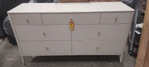 1 X DILLETA 7 DRAWER CHEST CABINET IN WHITE SIZE L 165 , D 50 , H93CM (CUSTOMER RETURNS )