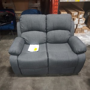 1 X HOME LIFE 2 SEATER MANUAL RECLINER IN GREY FABRIC