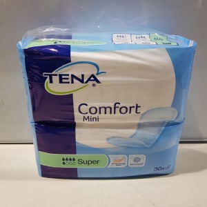 36 PACKS OF 30 BRAND NEW TENA COMFORT MINI - ODOUR CONTROL - SUPER ABSORBING - IN 6 BOXES