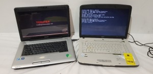 2 X LAPTOPS LOT CONTAINING 1 ACER 5315 LAPTOP - NO O/S WITH CHARGER AND 1 TOSHIBA L450 LAPTOP - NO O/S WITH CHARGER