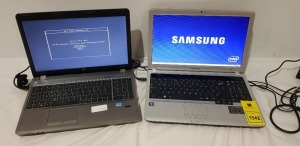 2 X LAPTOPS LOT CONTAINING 1 SAMSUNG R530 LAPTOP INTEL CORE I3 - NO O/S WITH CHARGER AND 1 HP PROBOOK 45403 INTEL COEE I3 - 3110M 2.4GHZ - NO O/S WITH CHARGER