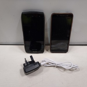 2 X PHONES LOT CONTAINING 1 ARCHOS SENSE 50 X RUGGED SMARTPHONE - 32GB STORAGE - SUBMERSIBLE 1P68 WITH CHARGER AND 1 ALCATEL SMART PHONE MODEL NUMBER 5059Y