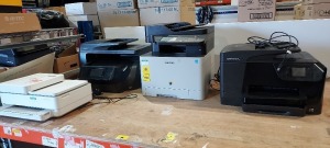 4 X MIXED PRINTER LOT CONTAINING 1 HP OFFICE JET PRO 8725, 1 HP ENVY 6432E, 1 SAMSUNG EXPRESS C1860FW AND 1 HP OFFICE JET PRO 8710