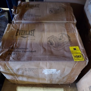 2 X BRAND NEW EVERLAST 40KG SELECTIVE/ ADJUSTABLE DUMBBELL IN 2 BOXES