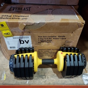 2 X EVERLAST 25KG DIALTECH SELECTIVE ADJUSTABLE DUMBBELL SET IN 2 BOXES