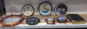 7 X VARIOUS CLOCKS TO INCLUDE 4 TIME ZONE CLOCK / HONILEY RAF CLOCK / PEPSI-COLA CLOCK / ICE RADIO CONTROLLED CLOCK / DAY DATE CLOCK / SHORTLAND BRITISH MADE CLOCK / PRECISION RADIO CONTROLLED CLOCK AND 1 X HOLY BIBLE JER.REV