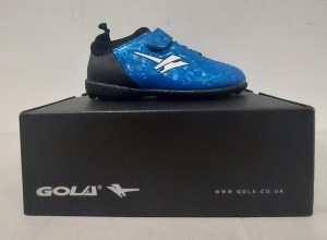 40 X BRAND NEW GOLA KIDS FOOTBALL SHOES IN SIZE 9 IN BLUE/ BLACK IN 4 BOXES