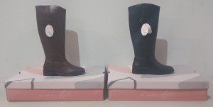 39 X BRAND NEW IVORY CASTLE WOMENS TALL LEATHER BOOTS IN VARIOUS COLOURS - 35 IN BROWN AND 4 IN BLACK IN SIZE 3, 4 AND 5 IN 6 BOXES