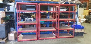 3 X 5 TIER SHELVING RACKS - IN RED 90 W X 180 H X 60 D