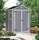 1 X KETER MANOR 6 X 5 OUTDOOR SHED IN GREY ( PLEASE NOTE BOX DAMAGED ) - IN 1 BOX