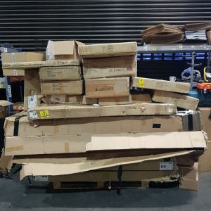 1 FULL PALLET OF VARIOUS FURNITURE TO INCLUDE DONNAY INDOOR /OUTDOOR PING PONG TABLE / DONNAY POOL TABLES / 4 [PIECE BEDROOM SET / SMALL SIDEBOARD BLUE SLATE / STUDIO CORNER WARDROBE WITH MIRROR / LANCASTER COMBI UNIT IN CREAM ( PLEASE NOTE THIS IS ALL 