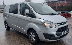 SILVER FORD TRANSIT CUSTOM 290 LTD, REG NO: YP16 HNO, MILEAGE: 112,913 NOW WITH V5 ENGINE SIZE: 2198CC, FIRST REGISTERED: 13/05/2016, AIR CONDITIONING,6 SEATER CREW-CAB, MOT UNTIL 12/02/2025, WITH 1 KEY