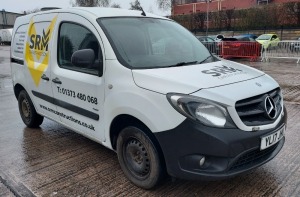 WHITE MERCEDES-BENZ CITAN 109 CDI BLUEEFFICIENCY REG NO: YL17 JHU, MILEAGE: 126,764 NOW WITH V5 ENGINE SIZE: 1461CC, FIRST REGISTERED: 10/07/2017, BUILT IN SAT NAV, ADDITIONAL WARNING LIGHTS INSTALLED, MOT UNTIL 10/10/2025, WITH 2 KEYS