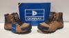 30 X BRAND NEW DONNAY SUEDE HI SN99 BOOTS ALL IN BROWN/BLACK AND ALL IN SIZE UK 9.5 IN 6 BOXES (PLEASE NOTE - ALTHOUGH MOST BOXES ARE FACTORY SEALED WE HAVE IDENTIFIED SOME MINOR MANUFACTURING IMPERFECTIONS ON EXAMINATION - SEE SUPPLEMENTARY IMAGE & BID