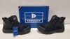 20 X BRAND NEW DONNAY SUEDE HI SN99 BOOTS IN BLACK ALL IN SIZE UK 9 IN 4 BOXES (PLEASE NOTE - ALTHOUGH MOST BOXES ARE FACTORY SEALED WE HAVE IDENTIFIED SOME MINOR MANUFACTURING IMPERFECTIONS ON EXAMINATION - SEE SUPPLEMENTARY IMAGE & BID ACCORDINGLY)