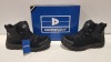 25 X BRAND NEW DONNAY SUEDE HI SN99 BOOTS IN BLACK ALL IN SIZE UK 8 IN 5 BOXES (PLEASE NOTE - ALTHOUGH MOST BOXES ARE FACTORY SEALED WE HAVE IDENTIFIED SOME MINOR MANUFACTURING IMPERFECTIONS ON EXAMINATION - SEE SUPPLEMENTARY IMAGE & BID ACCORDINGLY)