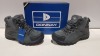 20 X BRAND NEW DONNAY SUEDE HI SN99 BOOTS IN GREY/ BLACK ALL IN SIZE UK 8 IN 4 BOXES (PLEASE NOTE - ALTHOUGH MOST BOXES ARE FACTORY SEALED WE HAVE IDENTIFIED SOME MINOR MANUFACTURING IMPERFECTIONS ON EXAMINATION - SEE SUPPLEMENTARY IMAGE & BID ACCORDINGLY