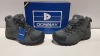 20 X BRAND NEW DONNAY SUEDE HI SN99 BOOTS IN GREY/ BLACK ALL IN SIZE UK 8 IN 4 BOXES (PLEASE NOTE - ALTHOUGH MOST BOXES ARE FACTORY SEALED WE HAVE IDENTIFIED SOME MINOR MANUFACTURING IMPERFECTIONS ON EXAMINATION - SEE SUPPLEMENTARY IMAGE & BID ACCORDINGLY