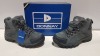 20 X BRAND NEW DONNAY SUEDE HI SN99 BOOTS IN GREY/ BLACK ALL IN SIZE UK 8 IN 4 BOXES (PLEASE NOTE - ALTHOUGH MOST BOXES ARE FACTORY SEALED WE HAVE IDENTIFIED SOME MINOR MANUFACTURING IMPERFECTIONS ON EXAMINATION - SEE SUPPLEMENTARY IMAGE & BID ACCORDINGLY