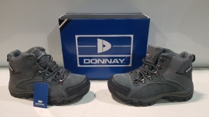 20 X BRAND NEW DONNAY SUEDE HI SN99 BOOTS IN GREY / BLACK ALL IN SIZE UK 6.5 IN 4 BOXES (PLEASE NOTE - ALTHOUGH MOST BOXES ARE FACTORY SEALED WE HAVE IDENTIFIED SOME MINOR MANUFACTURING IMPERFECTIONS ON EXAMINATION - SEE SUPPLEMENTARY IMAGE & BID ACCORDIN