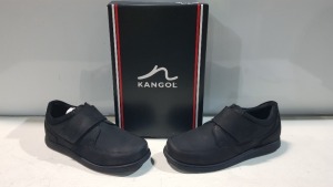 36 X BRAND NEW JUNIOR KANGOL LEATHER VELCRO TRAINERS IN BLACK ALL IN SIZE UK 6 IN 6 BOXES