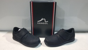 30 X BRAND NEW JUNIOR KANGOL LEATHER VELCRO TRAINERS IN BLACK ALL IN SIZE UK 6 IN 5 BOXES