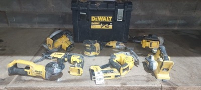 10 X MIXED DEWALT TOOL LOT CONTAINING DEWALT DCS391 CORDLESS CIRCULAR SAW , DEWALT DCN690 18V FRAMING NAILER , DEWALT DCG412 18V ANGLE GRINDER , DEWALT DCS331 18V CORDLESS JIGSAW , DEWALT DCP580 BRUSHLESS PLANER , DEWALT DCF6202 DRYWALL SCREW GUN ETC ( NO