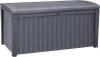 1 X KETER BORNEO DECK STORAGE BOX IN GREY 416L (NOTE CUSTOMER RETURNS)