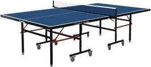 1 X CARLTON INDOOR / OUTDOOR FOLDING FULL SIZE TENNIS TABLE - INCLUDES NET / BATS / BALLS AND CLIPS ( PLEASE NOTE THIS IS CUSTOMER RETURN )