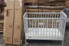 3 X PIECE FURNITURE LOT CONTAINING 2 HL METAL DOUBLE BEDS IN WHITE IN TWO BOXES AND ONE SYDNEY COMPACT COT IN WHITE (BUILT)