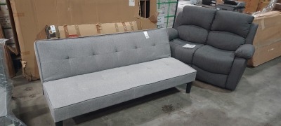 2 X MIXED FURNITURE LOT CONTAINING 1 HOMELIFE SOFA BED AND 1 HOMELIFE 2 SEATER MANUAL RECLINER SOFA ( PLEASE NOTE THIS IS CUSTOMER RETURN SOME MARKS AND STAINS )