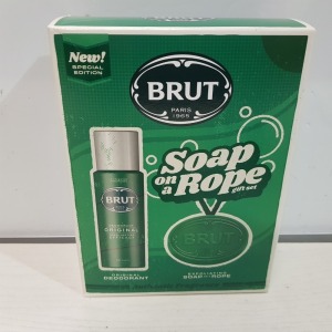 22 X BRAND NEW BRUT ORIGINAL PARIS NEW SPECIAL EDITION SOAP ON A ROPE GIFT SET TO INCLUDE ORIGINAL DEODORANT 200ML / SOAP ON A ROPE 150G