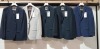 5 X BRAND NEW LIMEHAUS BLAZERS IN 3 IN NAVY BLUE , 1 IN CHEQUERED BLUE AND 1 IN GREY IN SIZES 38 LONG , 38 SHORT , 40 SHORT , 46R AND 42R