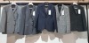 5 X BRAND NEW LIMEHAUS BLAZERS LOT IN LIGHT GREY , DARK GREY , CHECKED GREY , IN SIZES 42R , 40R 36R AND 40 LONG.