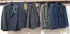 5 X BRAND NEW MIXED BLAZERS LOT CONTAINING 3 ASTON GUNN IN BLUE , NAVY BLUE AND GREY IN SIZE 38LONG , 46SHORT , AND 44R , 2 GIBSON LONDON IN BLUE AND NAVY IN SIZE 40R