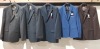 5 X BRAND NEW MIXED BLAZERS LOT CONTAINING 3 BEN SHERMANS IN BLUE , GREY AND BROWN IN SIZES 36R , 40 LONG AND 44 , AND 2 PIERRE CARDIGANS IN NAVY BLUE IN SIZE 38 LONG AND 44 SHORT