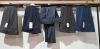 13 X MIXED BRAND NEW TROUSERS LOT CONTAINING LIMEHAUS IN NAVY BLUE IN SIZE 40 REG , ASTON & GUNN IN NAVY BLUE SIZE 40 REG , BEN SHERMAN IN GREY IN SIZE 36 REG , RACING GREEN IN NAVY BLUE IN SIZE 42 REG ETC