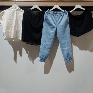 100 X PIECE MIXED NEW CLOTHING LOT TO INCLUDE JOGGERS - JUMPERS - BLAZERS - BLOUSES - DRESSES - SHIRTS - PANTS - PLEASE SEE PICTURE FOR REPRESENTATIVE ITEMS (ITEMS HAVE BEEN DELABELLED)