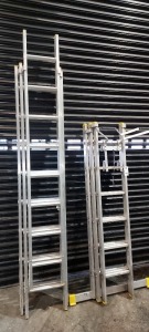 2 PIECE MIXED LADDER LOT CONTAINING 1 X LYTE NELT 325 EXTENDING LADDER - CLOSED HEIGHT 2.42 M / EXTENDED HEIGHT - 5.22 M 1 X WERNER PROFESSIONAL 3 TIER EXTENDABLE LADDER WITH ANTI SLIP ROOF PADS