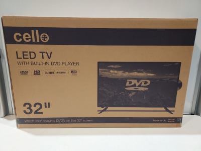 1 X CELLO 32 INCH FULL HD TV WITH BUILT IN DVD PLAYER (A- GRADE)