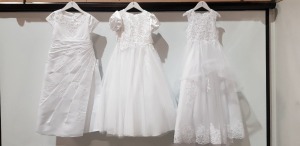 9 X BRAND NEW LINZI JAY KIDS WHITE DRESSES IN PLAIN WHITE DESIGN WITH BOW & FLORAL DESIGN IN SIZE 8 X / 8 / 9 X / 6 XXX