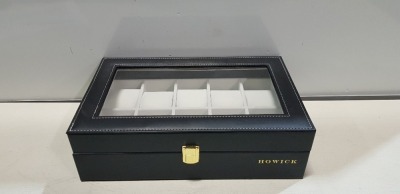 30 X BRAND NEW HOWICK 10 SLOT WATCH BOXES IN SIZE L 34 D 21 H10CM IN 6 BOXES