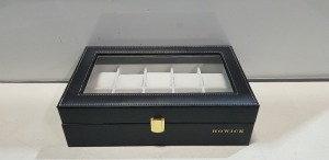 30 X BRAND NEW HOWICK 10 SLOT WATCH BOXES IN SIZE L 34 D 21 H10CM IN 6 BOXES