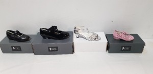 40 X BRAND NEW MIXED TAPPERS AND POINTERS KIDS DANCE SHOE LOT TO INCLUDE PINK GLITTER SHOES - BLACK PU SHOES - PATENT PU SHOES - SILVER MOCK CROC SHOES - IN SIZES 2-5-10-13