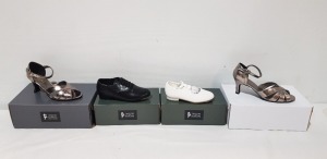 40 X BRAND NEW MIXED TAPPERS AND POINTERS DANCE SHOE LOT TO INCLUDE BLACK PU BOYS OXFORD SHOES J13 - GRACE ANKLE STRAP FLARED HEEL 3H - PEWTER PU GRACE FLARED SHOES 3 - WHITE PU J11 SHOES -