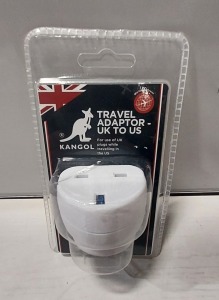 1000 + X BRAND NEW KANGOL TRAVEL ADAPTOR - UK TO US - IN WHITE - ALL INDIVIDUALLY PACKED - IN 7 BOXES