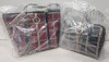 2 X BRAND NEW MIXED VERSACE JEANS COUTURE BAG LOT TO INCLUDE 1X VERSACE JEANS PRINTED BAG IN WINE SIZE L-35CM - H-30CM - D-13CM - 1X VERSACE JEANS PRINTED BAG IN NAVY SIZE - L-30CM - H-20CM - D-13CM (CLG CODE AUTHENTICATED) - 2